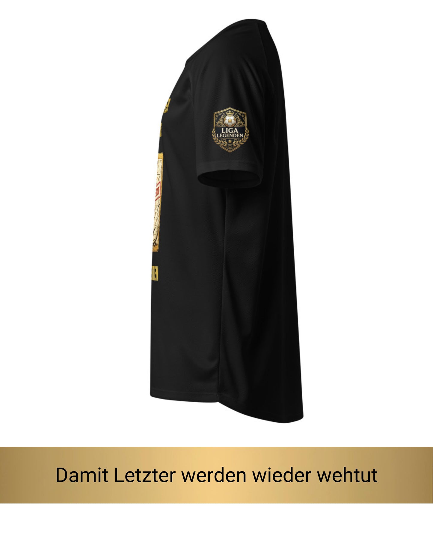 Liga Legenden Badge Detail am Ärmel des Fantasy Football Straftrikots Schlechtester Manager