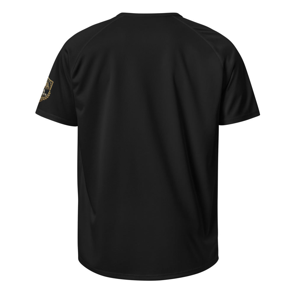 Fantasy Football Straftrikot Schlechtester Manager Rückseite – schwarzes Sport-Trikot mit Liga Legenden Badge