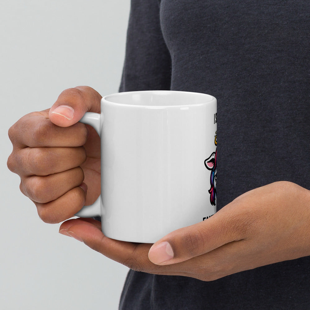 Mann hält Fantasy Football Einhorn Tasse I suck at Fantasy Football in der Hand